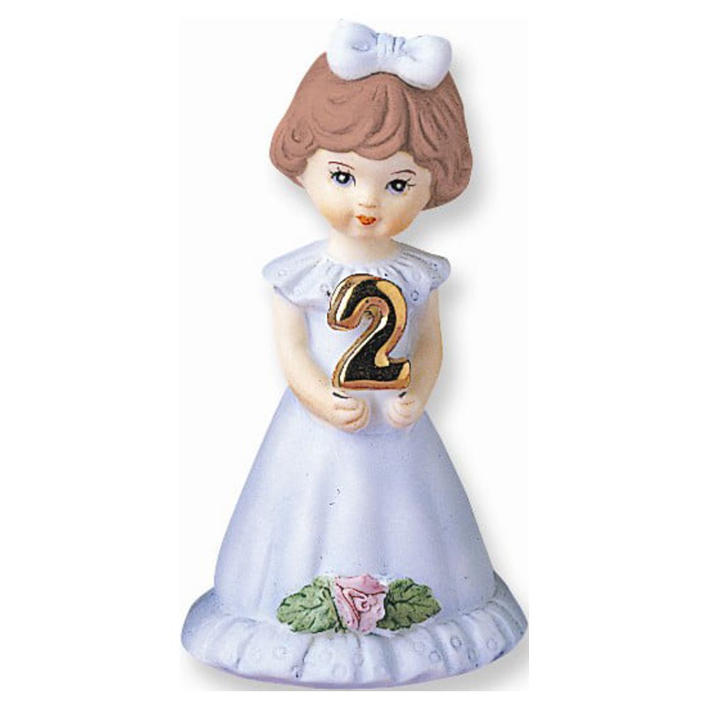 Growing Up Birthday Girls Brunette Age 2 Porcelain Bisque Figurine Q-GL648 - image 1 of 5