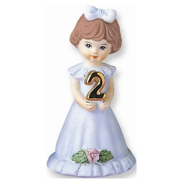 Growing Up Birthday Girls Brunette Age 2 Porcelain Bisque Figurine Q-GL648