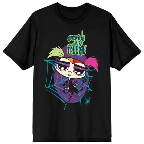 Growing Up Creepie Creepella Creepie Character Women's Black Short Sleeve Crew Neck Tee-XL