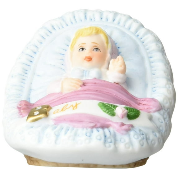 Growing Up Girls Blonde Baby in Cradle Figurine