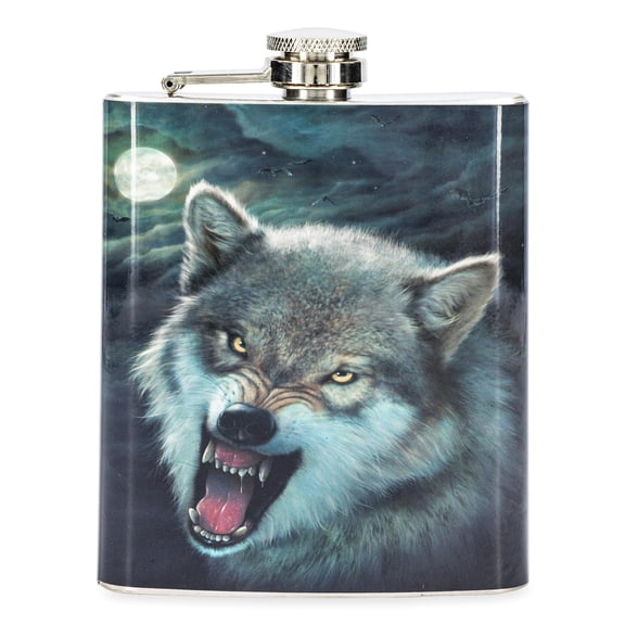 Growling Wolf 7oz Flask
