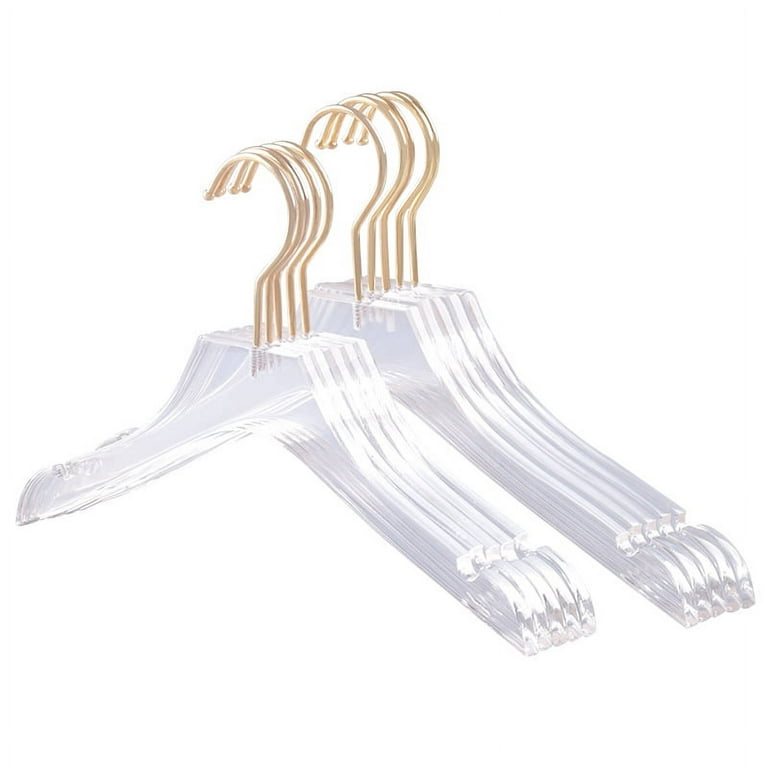 https://i5.walmartimages.com/seo/Growment-5-Pcs-Clear-Acrylic-Clothes-Hanger-with-Gold-Hook-Transparent-Shirts-Dress-Hanger-with-Notches-for-Lady-Kids-L_98046cd1-f68b-4984-bd56-a037aee5fd8c.d199f660d762805a4d3de87a56b04f7c.jpeg?odnHeight=768&odnWidth=768&odnBg=FFFFFF