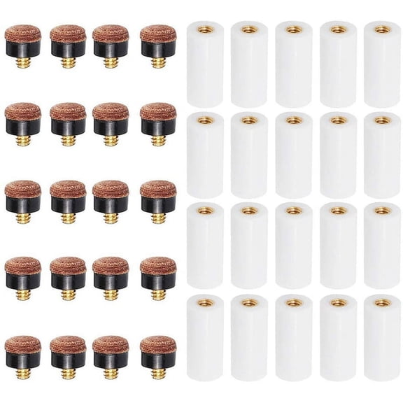 Growment Medium 12mm Leather Billiard Cue Tips with Cue Stick Ferrules (20 Count)