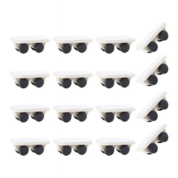 Growment Plastic Swivel Casters, White, 16 Count