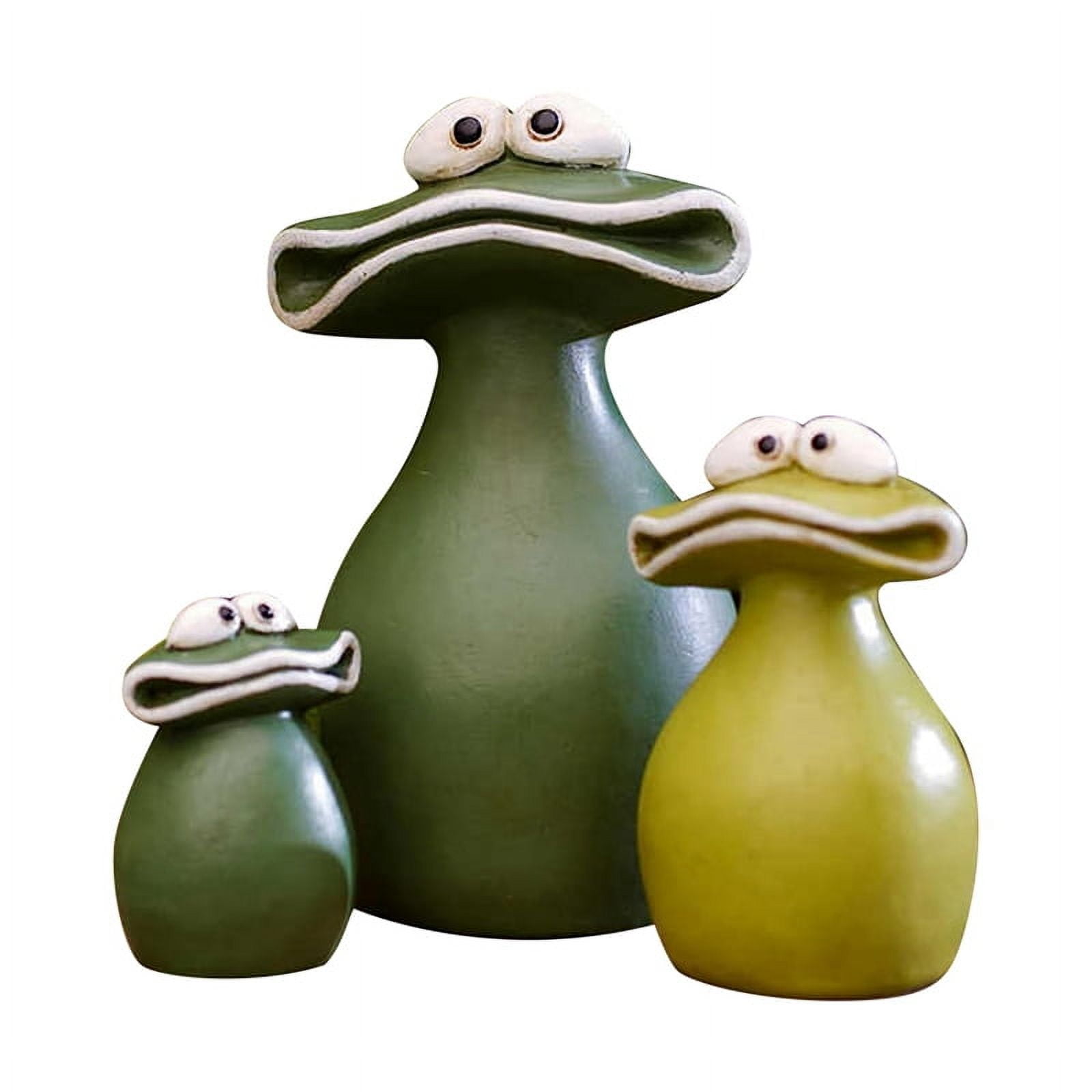 Growment Waterproof Resin Big Mouth Frog Family Garden Statue, Outdoor Decoration