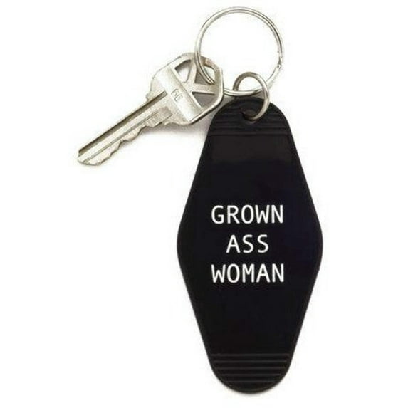 Grown A$$ Woman Black Motel Style Keychain