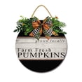 thumbnail image 1 of Grown Locally Pumpkins Door Sign Home Decor Round Wood Wreaths Wall Hanging Sign Farmhouse Porch Sign Front Door Decoration for Housewarming Gift All Seasons Holiday,11In, 1 of 5
