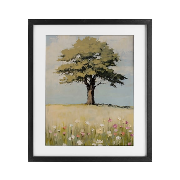 Stupell Industries Grown Oak Tree in Field Black Framed Print Under Glass, design by Franklyn Gregory