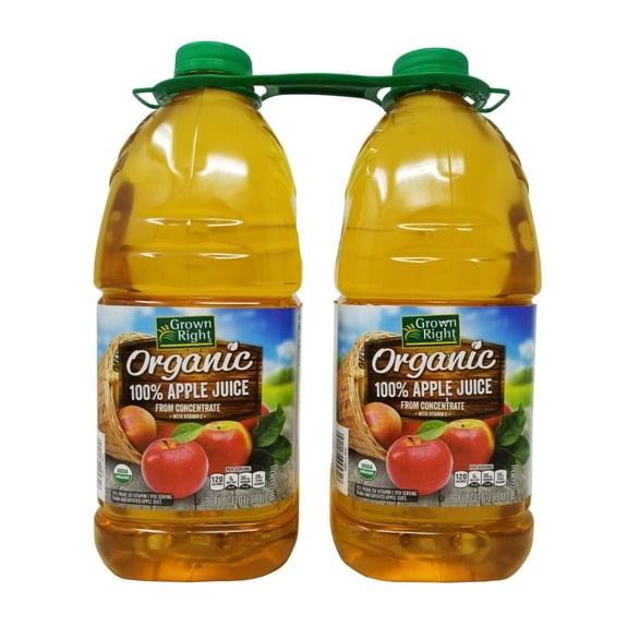 Grown Right Organic 100% Apple Juice, 96 Fluid Ounce (Pack of 2)