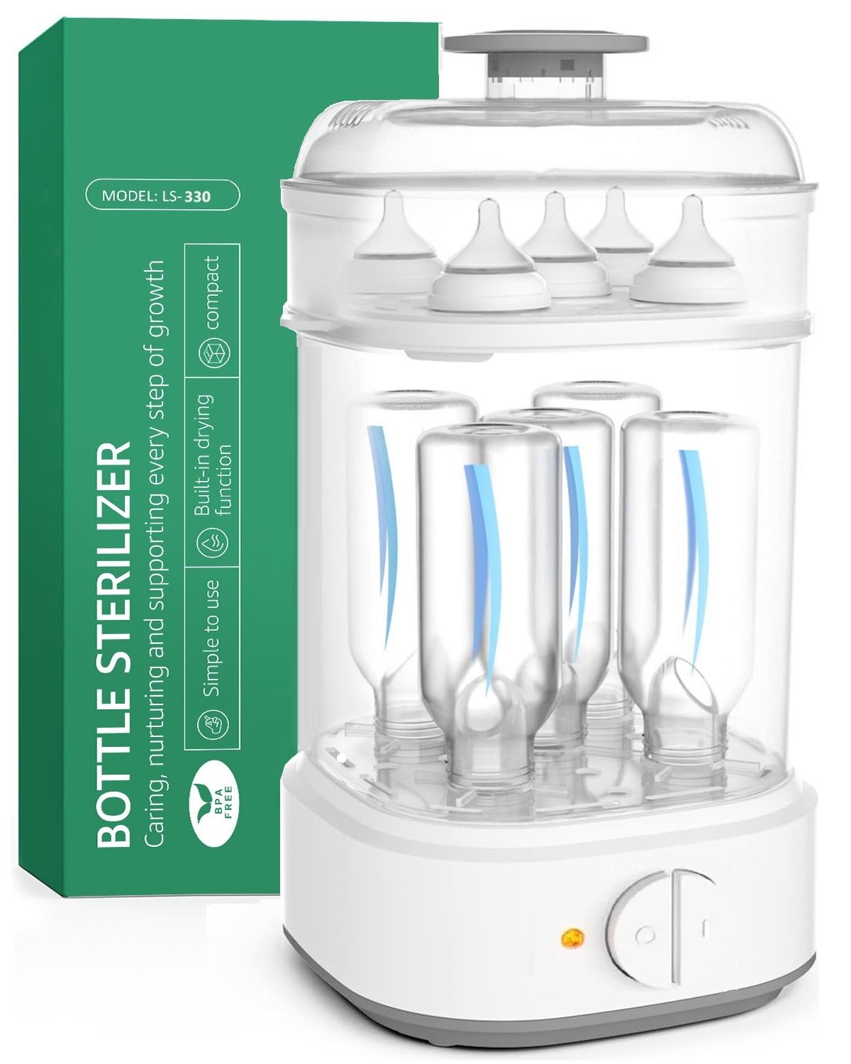 Grownsy Portable Baby Bottle Steam Sterilizer and Dryer with