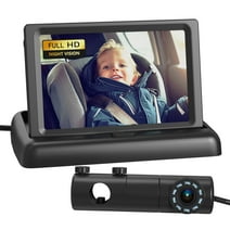 Grownsy Baby Car Camera,4.3" HD Display Baby Car Mirror with Night Vision Feature,Wide Clear View