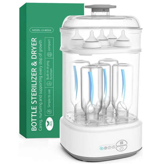 Bottle Sterilizer and Dryer for Baby Bottles, Electric Steam Sterilization Machine,Pacifiers, Pump Parts,Toys White