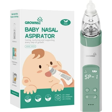 Nasal Aspirator,Baby Nose Sucker,with 3 Silicone Tips,3 Suction Level,Music and Light Soothing Function Green