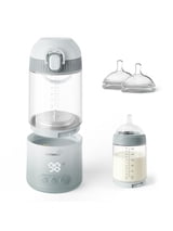 Grownsy Portable Bottle Warmer, Detachable Travel Milk Warmer with Nipple for Direct Feeding, Dual Heating Modes for Breastmilk & Water, Fast Baby Bottle Warmer on the go, Long Battery Life,Baby Stuf