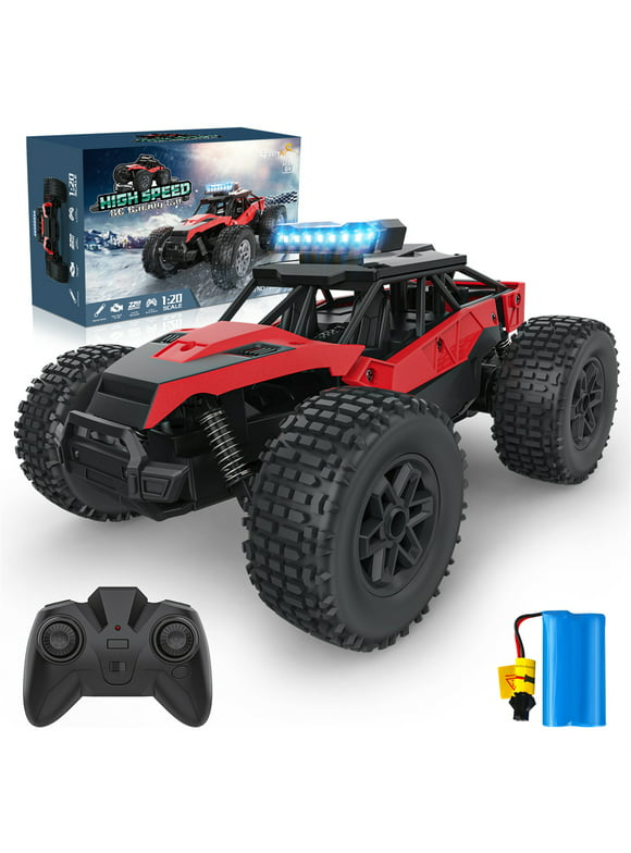 Growsly 1:20 Scale Remote Control Toy Car, 2WD High Speed 30 Km/h All Terrains Off Road RC Car Truck for Adults and 5-12 Years Old Kids, Red