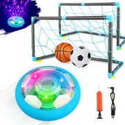 Growsly 2 in 1 Starlight Hover Soccer Ball Set Sport Indoor Toys Projector Rechargeable Air for 3-10 Years Old Kids, Light Blue