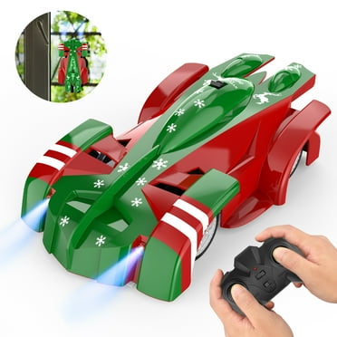 Growsly Christmas Wall Climbing RC Toy Car, Remote Control 360 Degree Rotation Stunt Car with Car Light Racing Toy Gift for 4-12 Years Old Kids, Green and Red