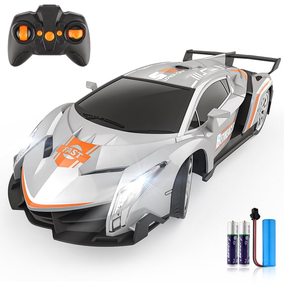 Growsly Lamborghini RC Car Toys for Kids 4-12 Years Old 1/18 Racing Crawler Toy Car Model Vehicle with Rechargeable Batteries, Silver