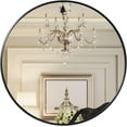 thumbnail image 1 of Growsun 48 inch Large Round Mirror, Bathroom Mirror for Wall, Metal Frame Round Mirror for Fireplace Living Room Wall Decor, Black Frame, 1 of 7