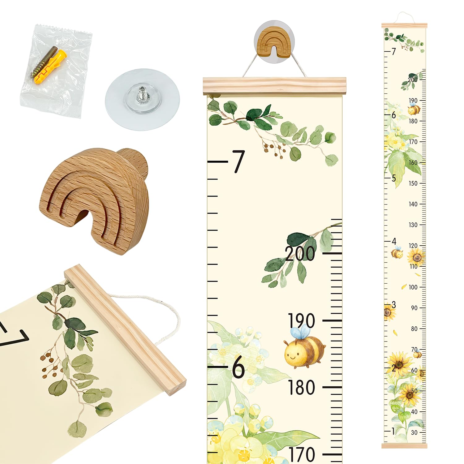 Neutral Ruler Growth Chart for Wall - 7.9x79 Inch Height Measurement Ruler with ...