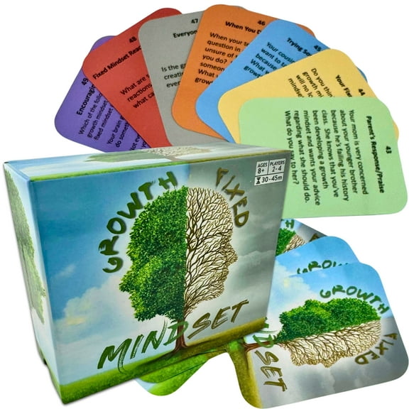 Growth/Fixed Mindset Card Game: Cultivates Coping & Social Skills; Develops Resilience; Reduces Meltdowns/Stress; Affirmation Cards; Autism-Friendly; Mindfulness; CBT; Ages 8+