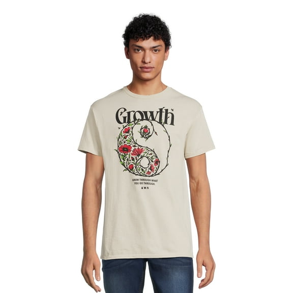 Growth Floral Yin Yang Men's Graphic Tee with Short Sleeves, Sizes S-3XL