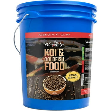 Blue Ridge Koi Fish Food 14lb - Koi Food 3/16” Large and Mini Blend Growth Formula, Goldfish Food, Premium Fish Food for Ponds, Ponds Fish Food, Floating Pond Pellets
