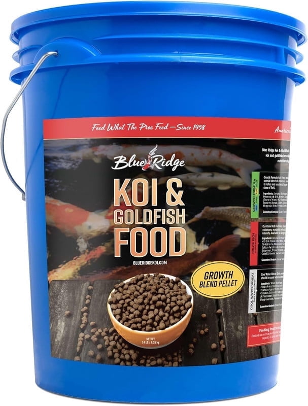 Image showcasing Blue Ridge Koi Fish Food 14lb - Koi Food 3/16” Large and Mini Blend ...