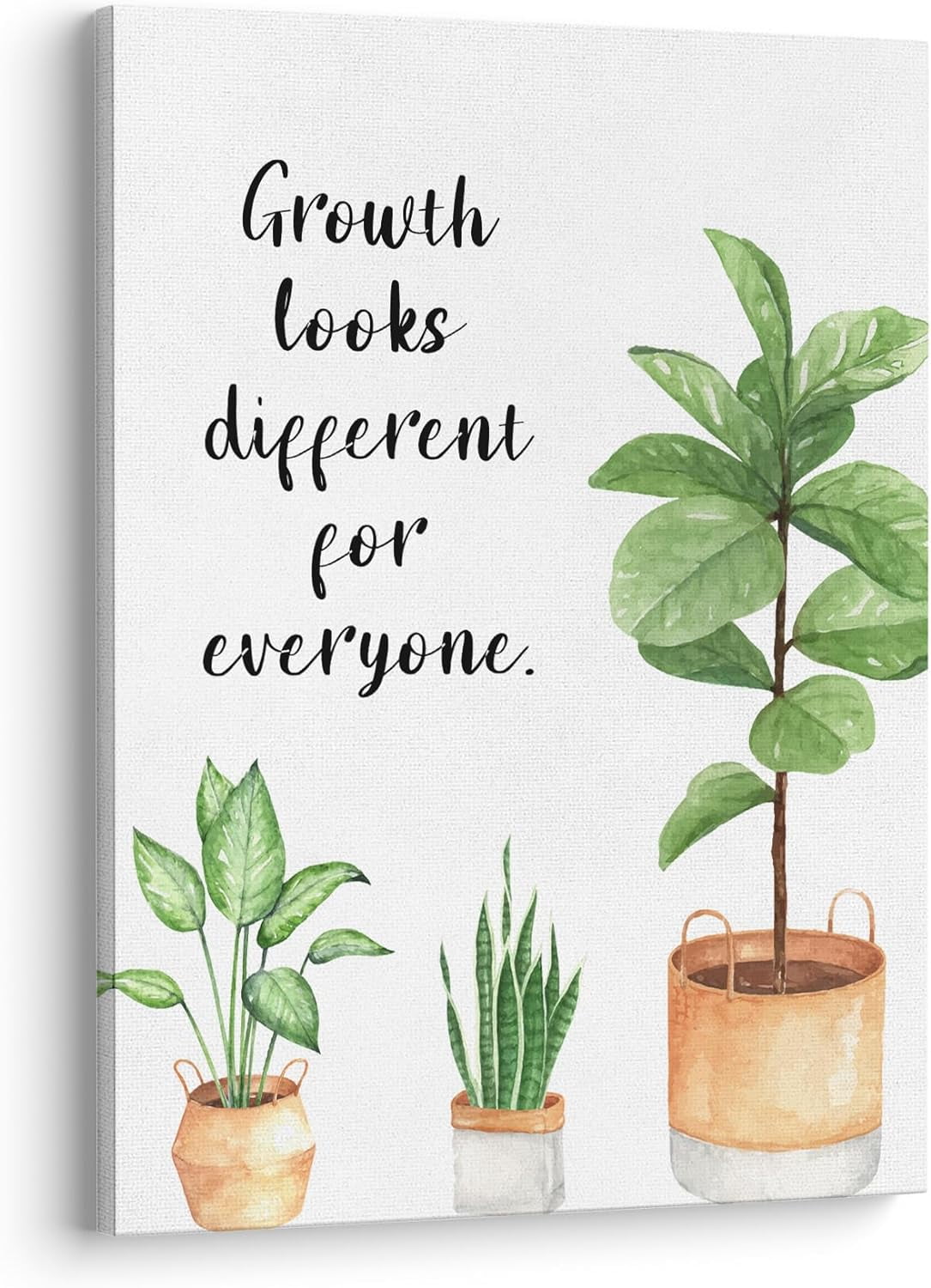 Growth Looks Different for Everyone Mental Health Growth Mindset Wall Art  Canvas Prints,Potted Plant Wall Art Decor for Classroom Therapy Office  School Counseling Office, 11 x 14 Inch, Framed - Walmart.com, image size:1085x1500