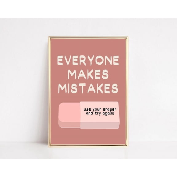 Growth Mindset Classroom Quote Illustration Wall Art, Stretched Canvas Size 16x24