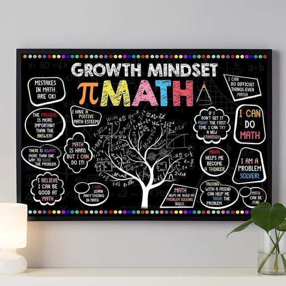 Growth Mindset Math Poster Math Classroom Wall Art Gifts For Teacher Elementary Classroom Wall Decor Back To School Prints Math Lovers POSTER
