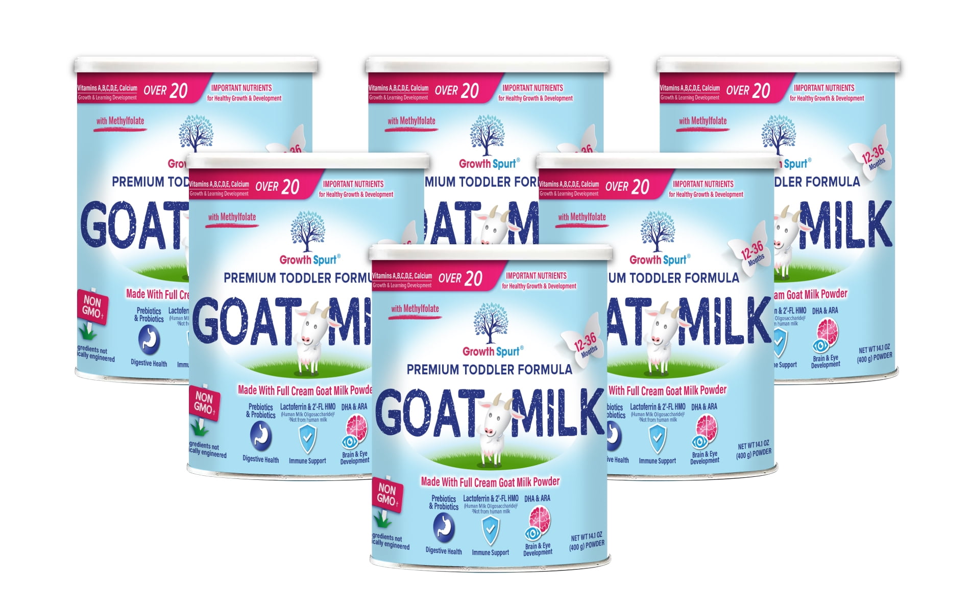 Growth Spurt 6 Pack Goat Milk Toddler Formula with Lactoferrin, 2