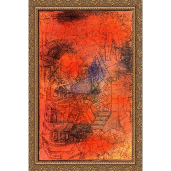 Groynes 26x40 Large Gold Ornate Wood Framed Canvas Art by Paul Klee