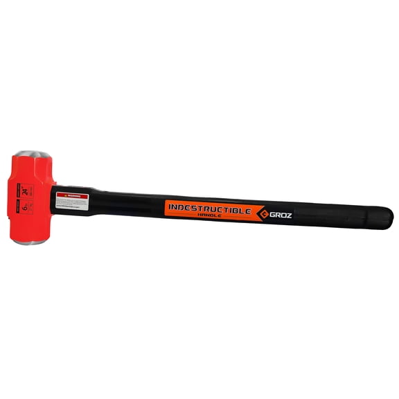 Groz 6 lb Head Sledge Hammer with 24" Indestructible Steel Handle