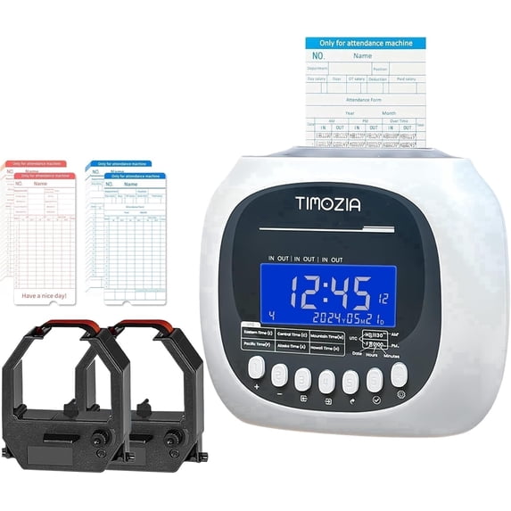 TIMOZIA Time Clock for Employees, Auto-Align Clock, 6 Punches Per Day ...