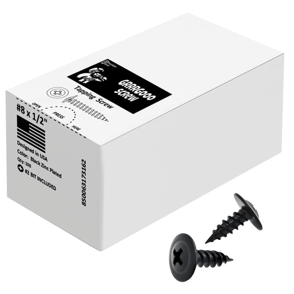 Grrrgooo Phillips Modified Truss Head Wood Screws - #8 Carbon Steel Black Screws for Wood, 18 to 22 Gauge Metal - Sharp Tip, Phosphate Coated - DIY Woodworking & Carpentry Supplies - 1/2", 100-Pack