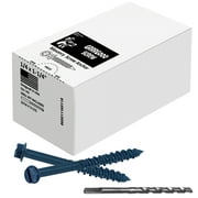 Grrrgooo Screw 1/4 x 1-1/4" Slotted Hex Washer Head Concrete Screws - Steel Masonry Screws for Concrete, Bricks, Blocks - Self-Tapping Concrete Screws with 3/16 x 3-1/2" Drill Bit - 100 Screws/Box
