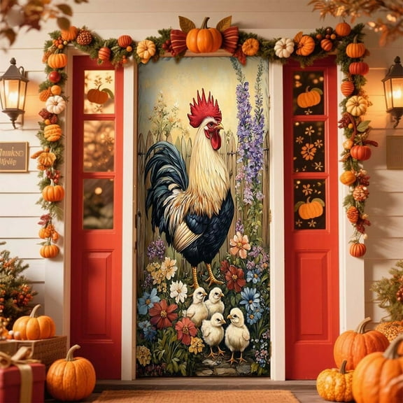 Grrvtrz 35 X 78 Inch Thanksgiving Day Door Cover - Thanksgiving Day Door and Wall Decoration - Festival Party Decoration,Holiday Products,Home Decor