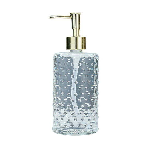 Grrvtrz 420ml Transparent Thickened Glass Bottle Hands Sanitizer Lotion Shampoo Toiletries Bottle Press Pattern Bottle,Bathroom Decor,Bathroom Accessories