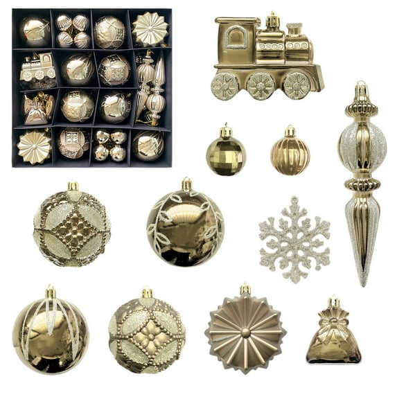 Grrvtrz 60 Sets Of Electroplated Shaped Plastic Balls Christmas Pendants for Christmas,Christmas Ornaments,Christmas Decorations
