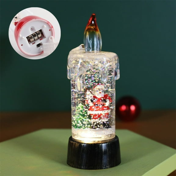 Grrvtrz Christmas Candle Light Water Filled Glitter Crystal Christmas Tree Old Man Snowman Night Light Holiday Desktop Lamp Ornaments Containing Liquid 5ml,Decoration Supplies,Home Decor