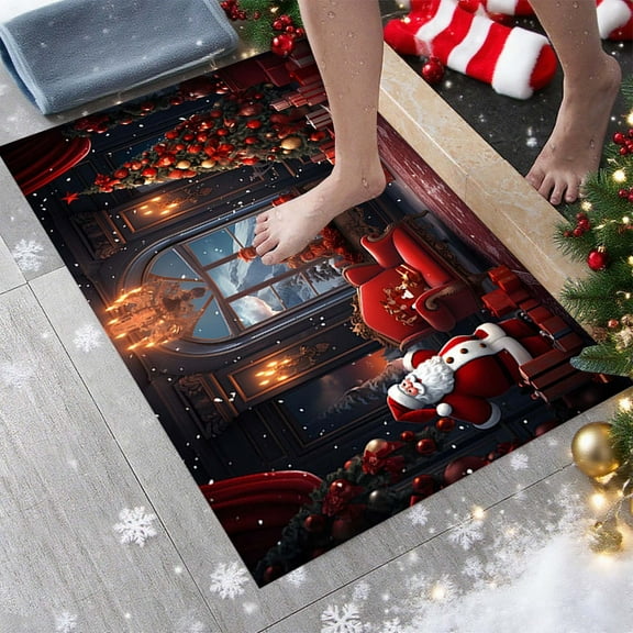 Grrvtrz Christmas Carpet Entrance Door Mat Household Absorbent Nonslip Foot Mat Dirt Proof Mat Bathroom Nonslip Mat Size 15.7x23.6 Inch,Holiday Products,Christmas Decorations
