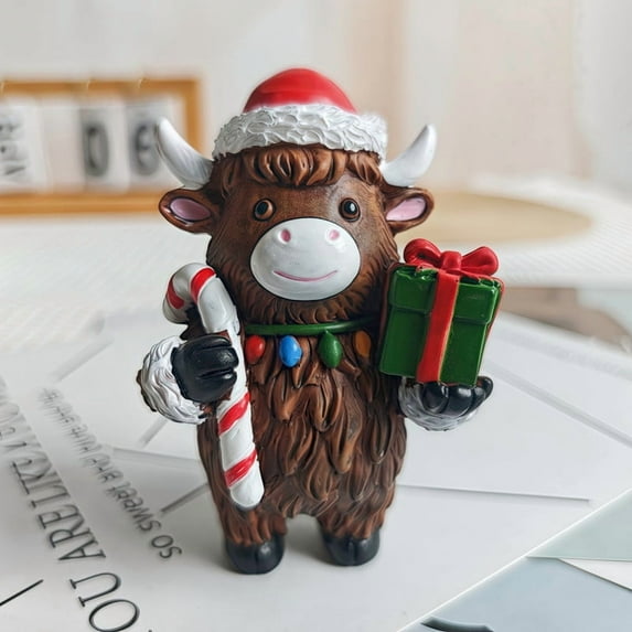 Grrvtrz Christmas Cow Resin Statue for Festive Home Decor,Decoration Ornaments,Home Decor