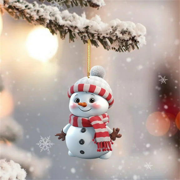Grrvtrz Christmas Cute Christmas Snowman Pendant Christmas Tree Decoration Home Decoration Acrylic Flat Gift,Hanging Ornaments,Christmas Decorations