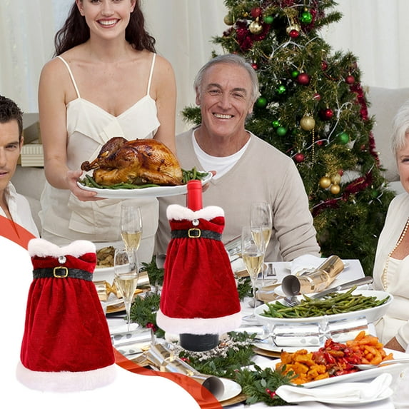 Grrvtrz Christmas Decorations Gold Velvet Wine Bottle Cover Dress Wine Cover Home Table Decoration,Holiday Products,Christmas Decorations