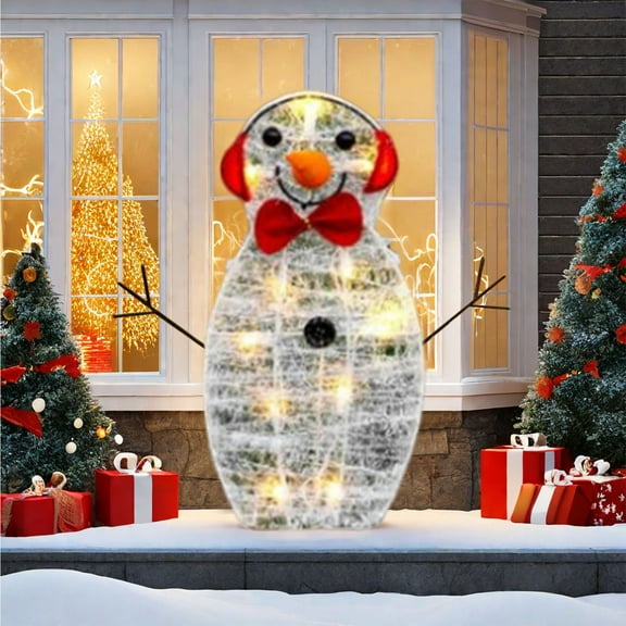 Grrvtrz Christmas Family Outdoor Scene Decoration Illuminated Christmas Snowman Yard Garden Decoration,Christmas Ornaments,Christmas Decorations