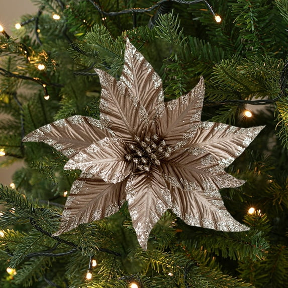 Grrvtrz Christmas Glitter Magnolia Magnolia with Stems Christmas Tree Decoration Flower Wreath Christmas Year Decoration Holiday Gift,Christmas Decorations,Home Decor