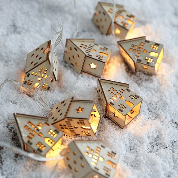 Grrvtrz Christmas House String Lights Wooden House Light String Decorations Holiday Decorations Christmas Ornaments,Christmas Decorations,Home Decor