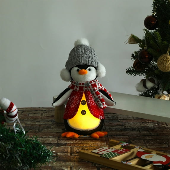Grrvtrz Christmas LED Plushs Penguin Light Up Stuffed Toy Decoration Christmas Gift for Toddlers and Gray,Wardrobe Storage,Christmas Decorations