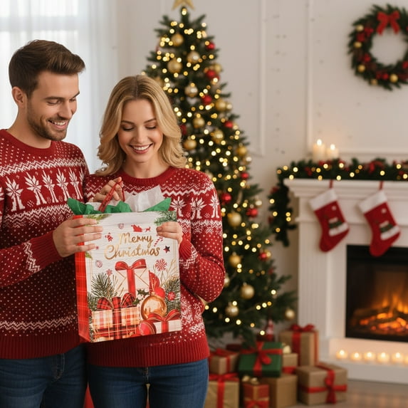 Grrvtrz Christmas Thickened Gift Bag Set Christmas Handbag Plus Size Gift Bag,Holiday Products,Christmas Decorations